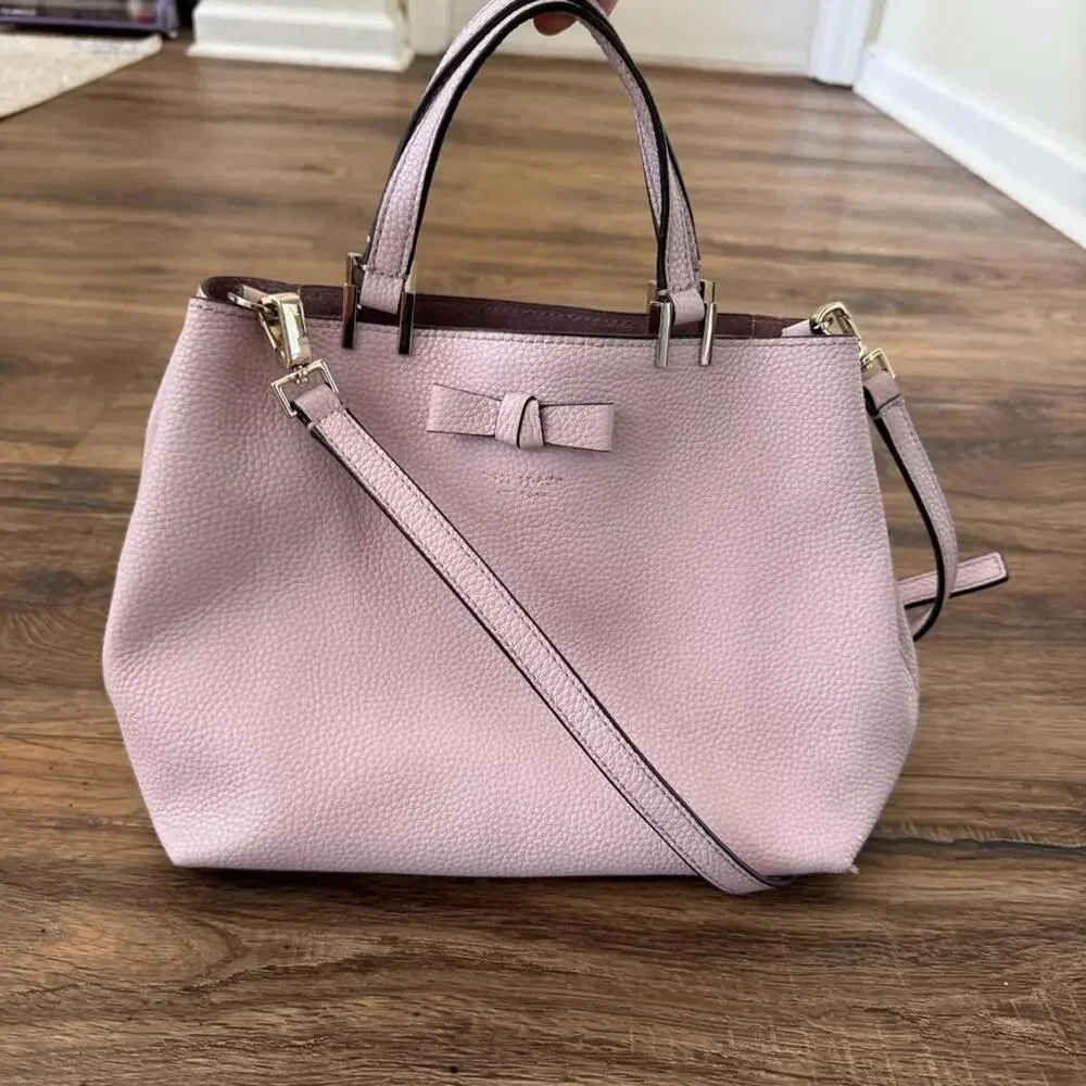 KATE SPADE Lavender Leather Gwyn Pershing Street Convertible Satchel Bag EUC - Picture 4 of 14